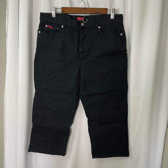 Chaps black jeans denim pants women's 10 cropped  rigid heavy fashionable - Picture 11 of 15